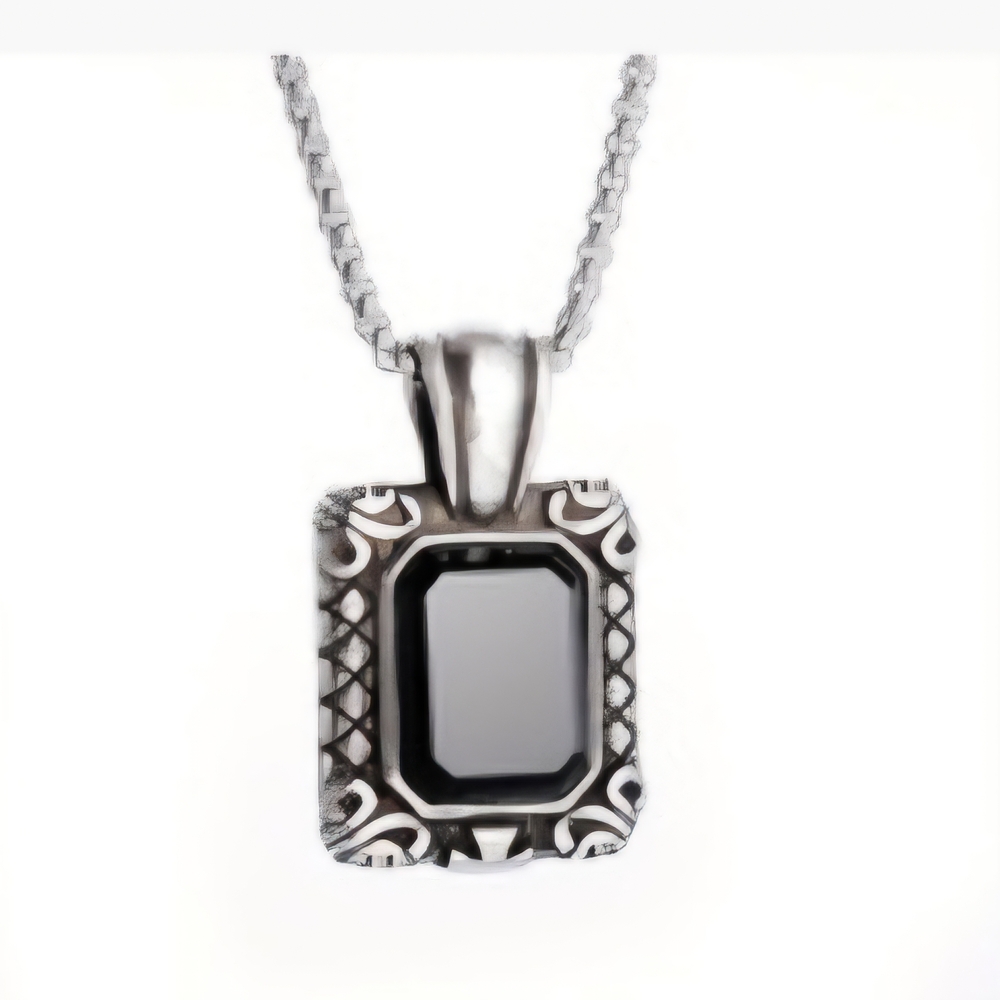 Chic Silver and Black Pendant Necklace